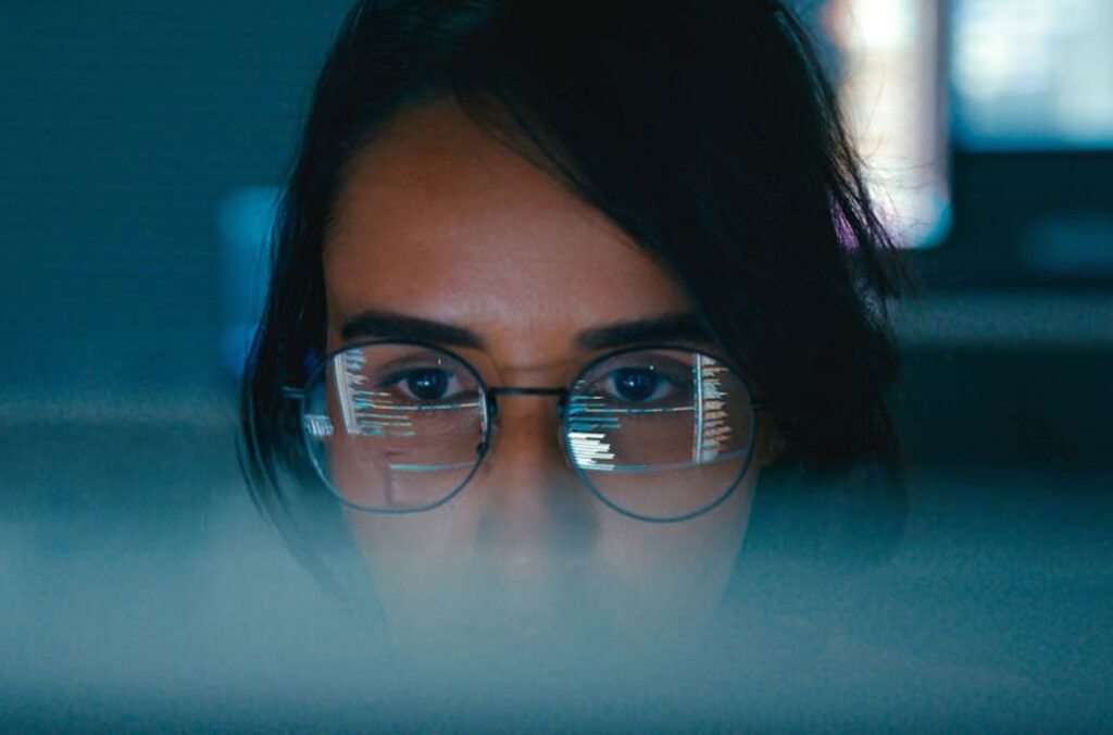 Woman looking at screen